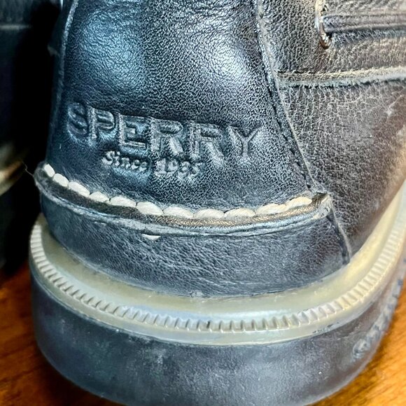 Men's Sperry Top-Sider Moc-Toe Lug Black Leather Waterproof Boots Size 10.5 - Picture 7 of 8
